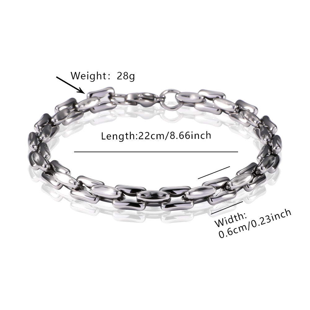 Popular Streetwear Cuban Chain Bracelet For Men, Bold Domineering Punk Hip Hop Design, All-match Stainless Steel Titanium Steel Fashion Accessories Vera Lux