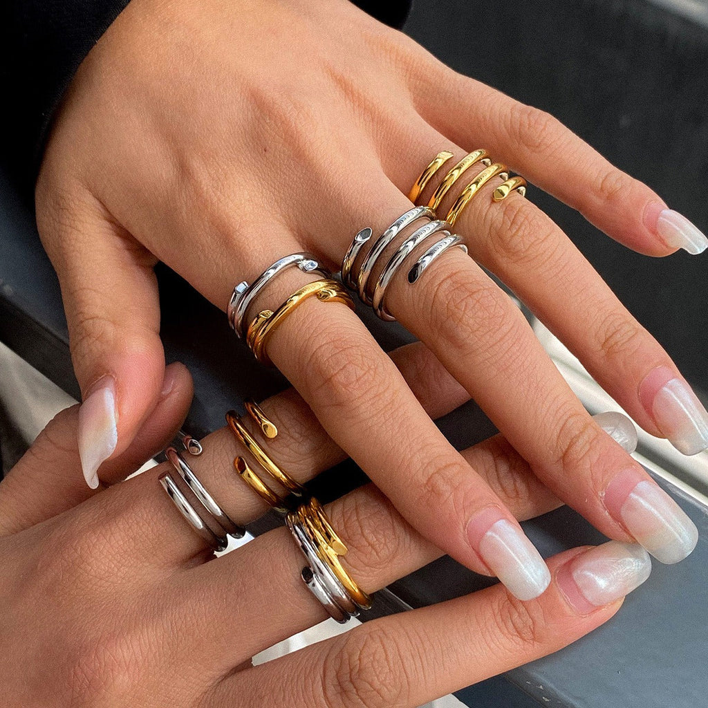 18K gold and titanium steel stacking ring Vera Lux