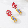 Marine-style Ceramic Shrimp And Fish Earrings Fashionable Vera Lux