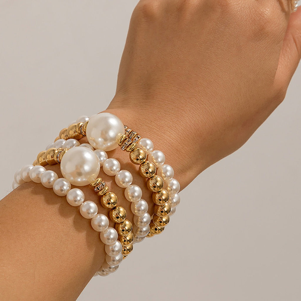 18k gold pearl stacking bracelet Vera Lux