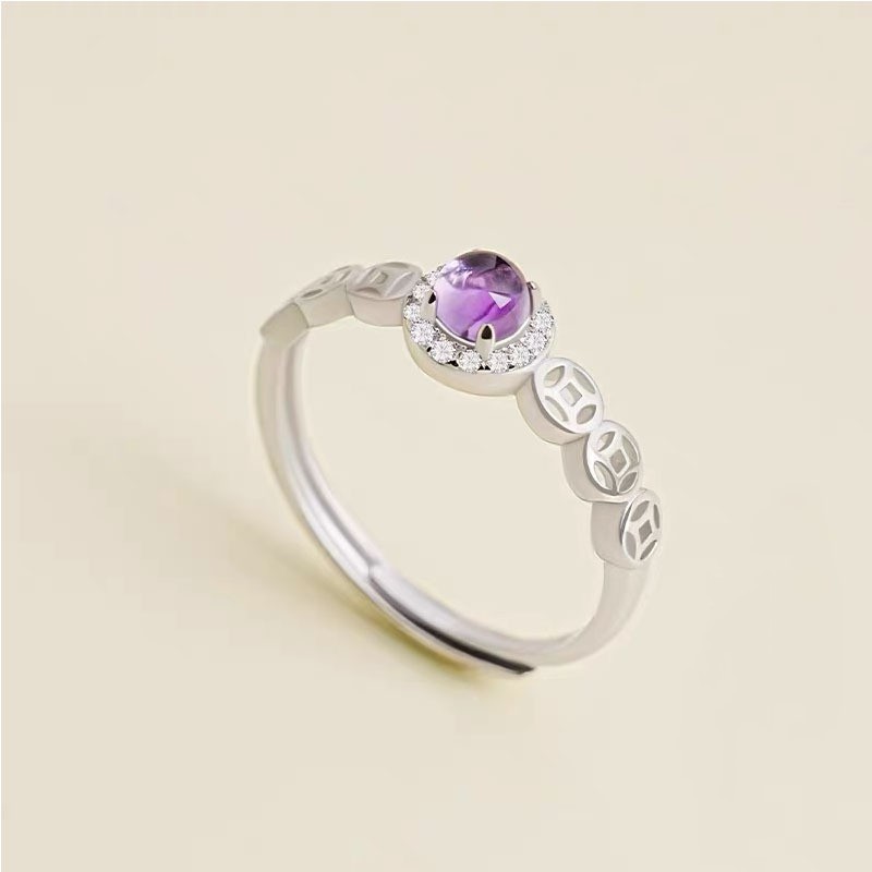 Ring Girl Wang Cai Purple Copper Coin Niche Vera Lux