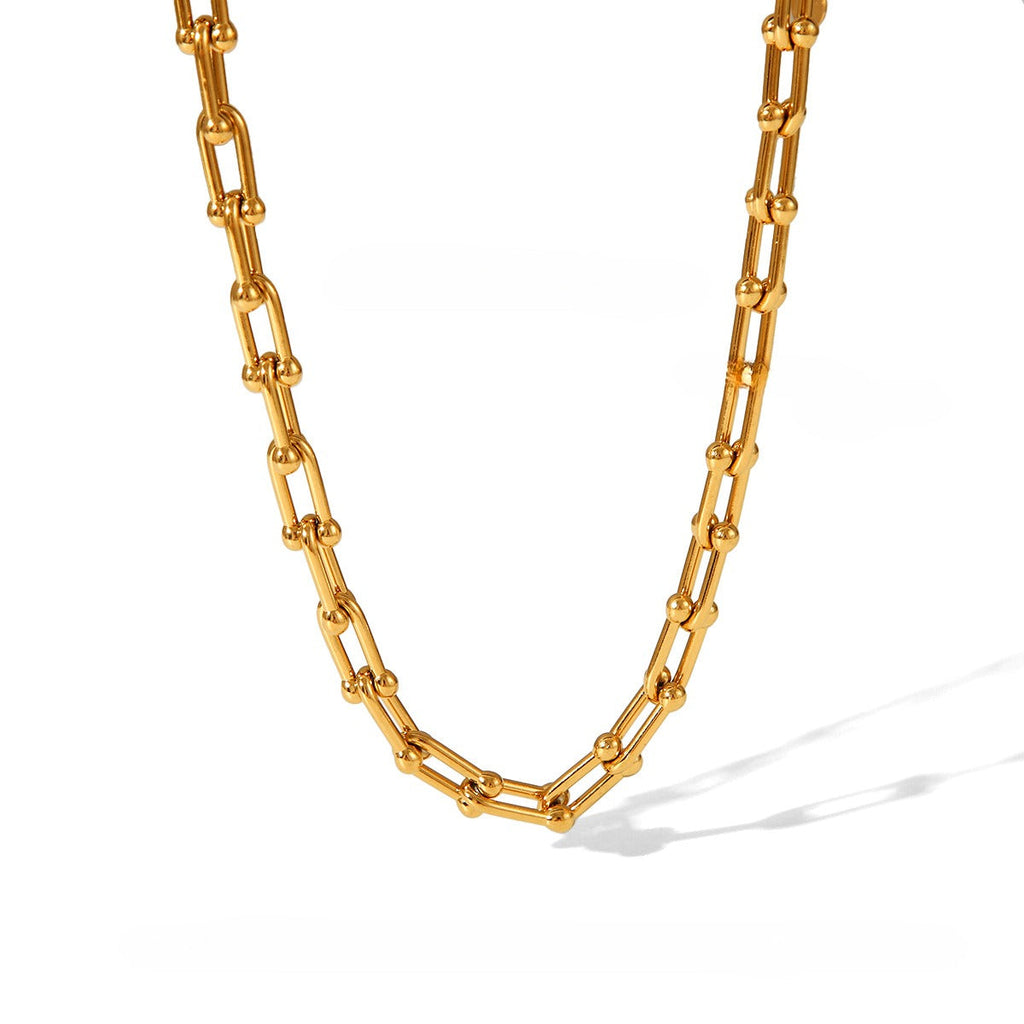 18k gold horseshoe chain bracelet and earrings Vera Lux