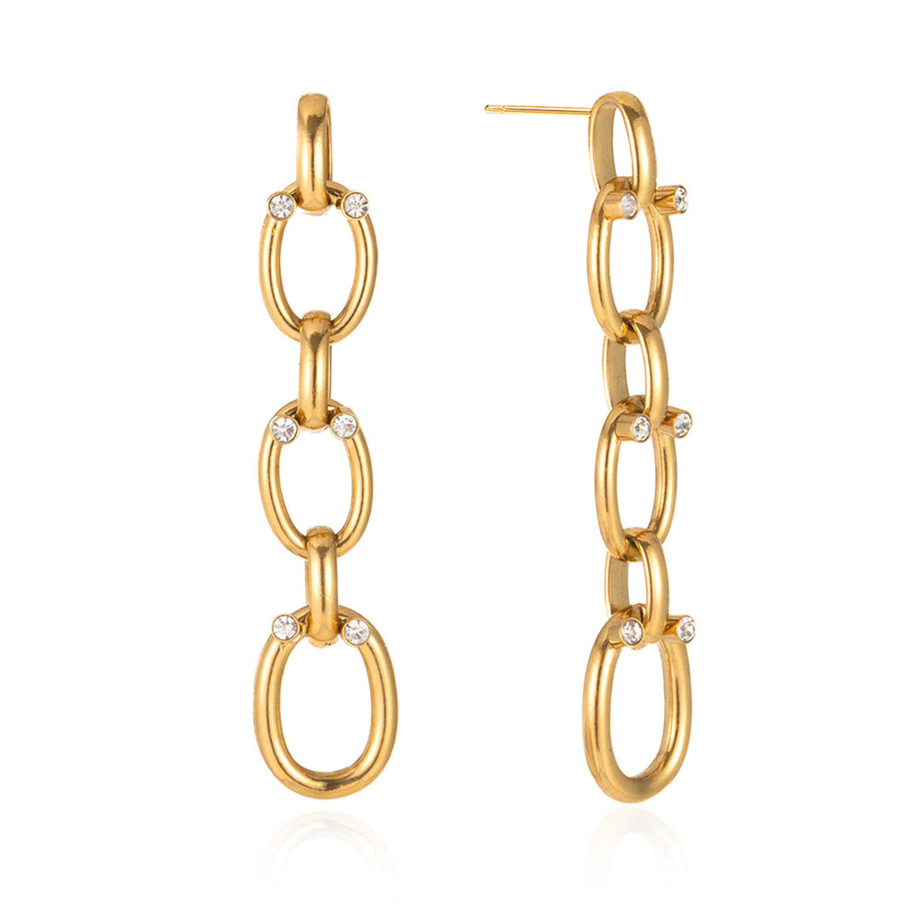 Rhinestone Chain Tassel Earrings Vera Lux