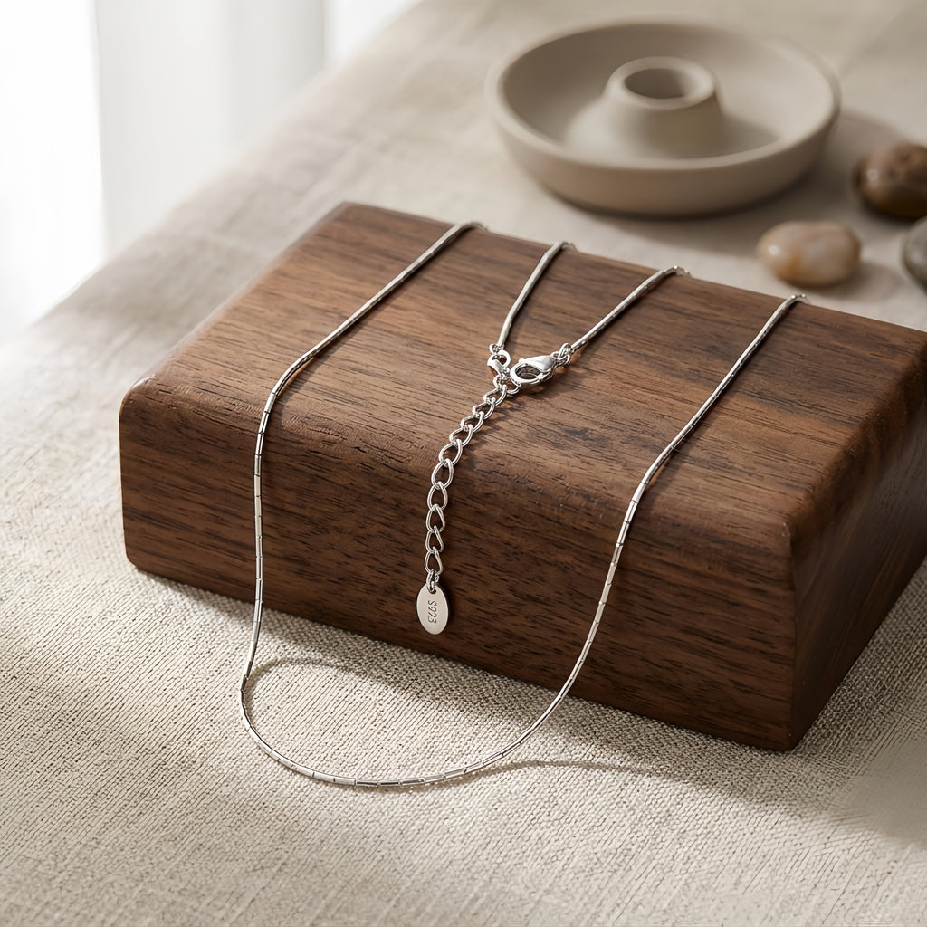 925 Sterling Silver Sterling  Chain Necklace with Adjustable Extender and S Charm Vera Lux