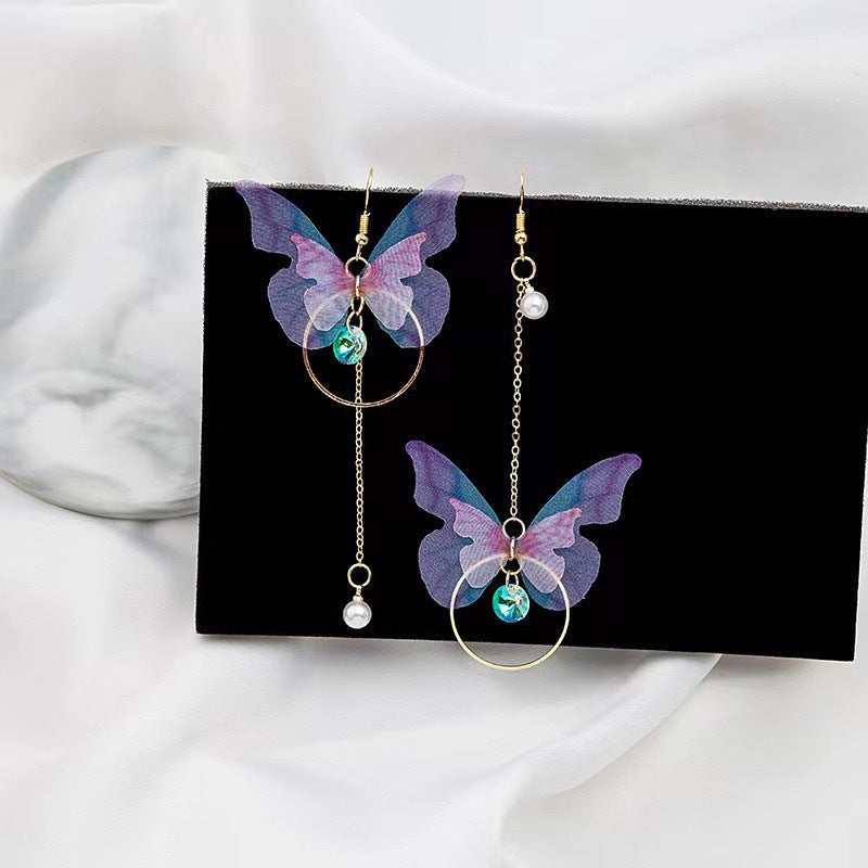 New Korean-style Retro Asymmetric Butterfly Earrings Long Style Vera Lux