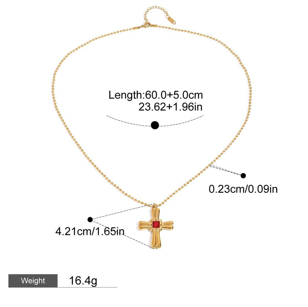 18K Gold Cross Design Beautiful Dazzling Necklace Vera Lux