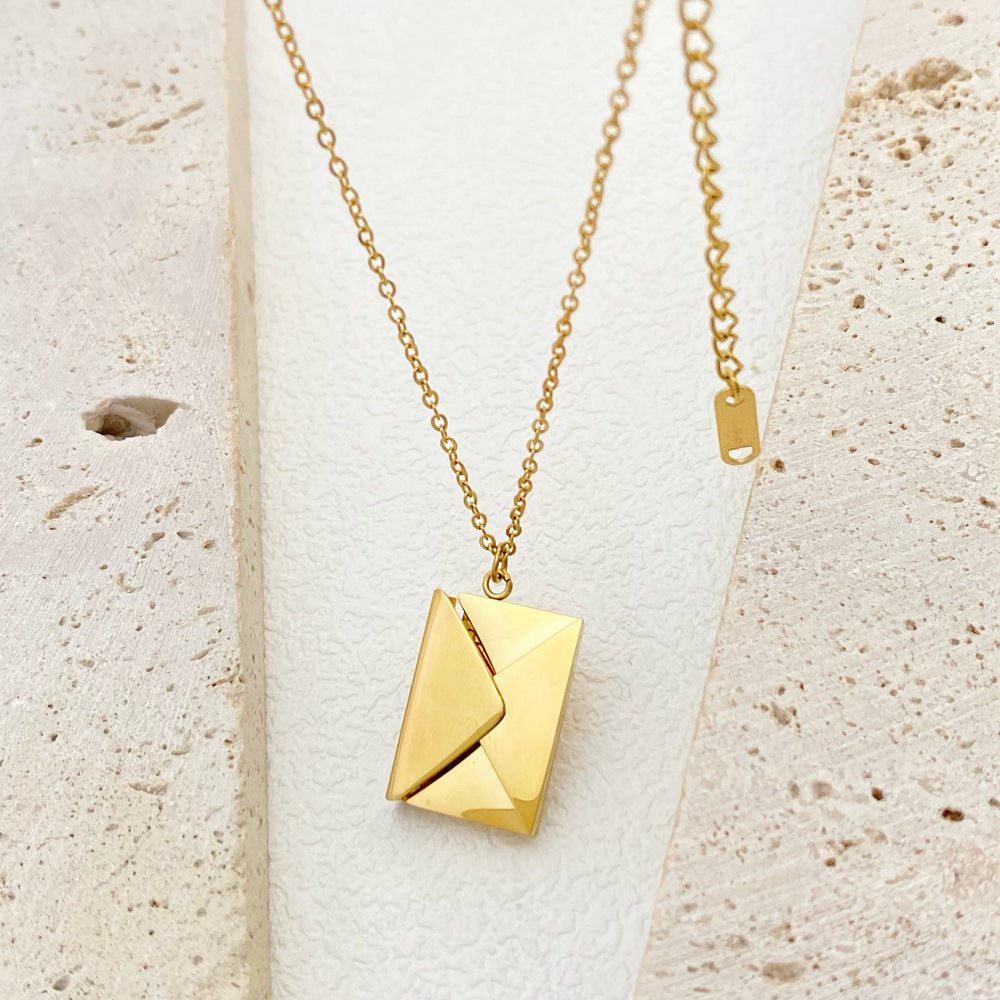 European And American 18k Gold plated Stainless Steel Openable Book Pendant Necklace Vera Lux