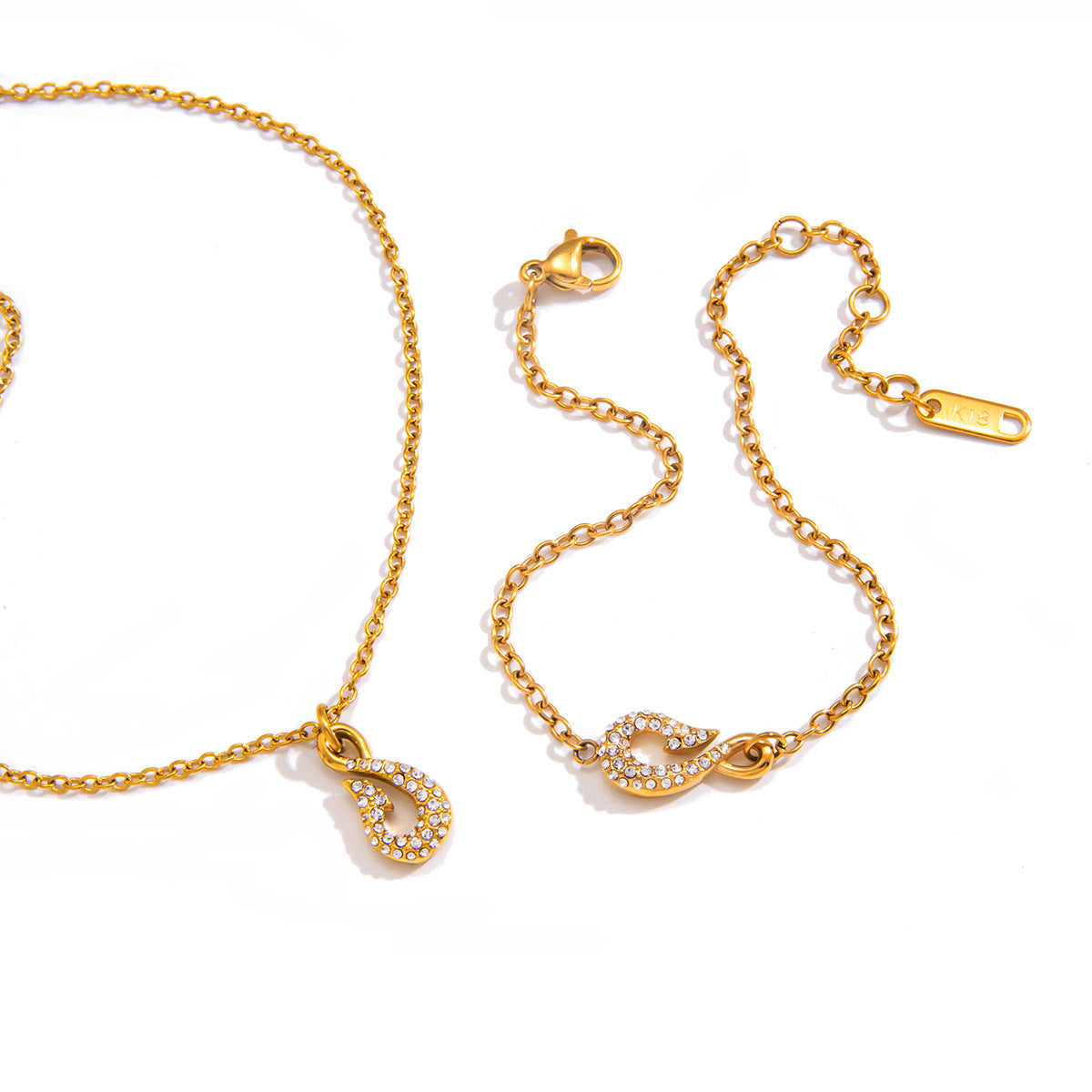 Zircon Fish Hook Necklace and Bracelet Set Vera Lux