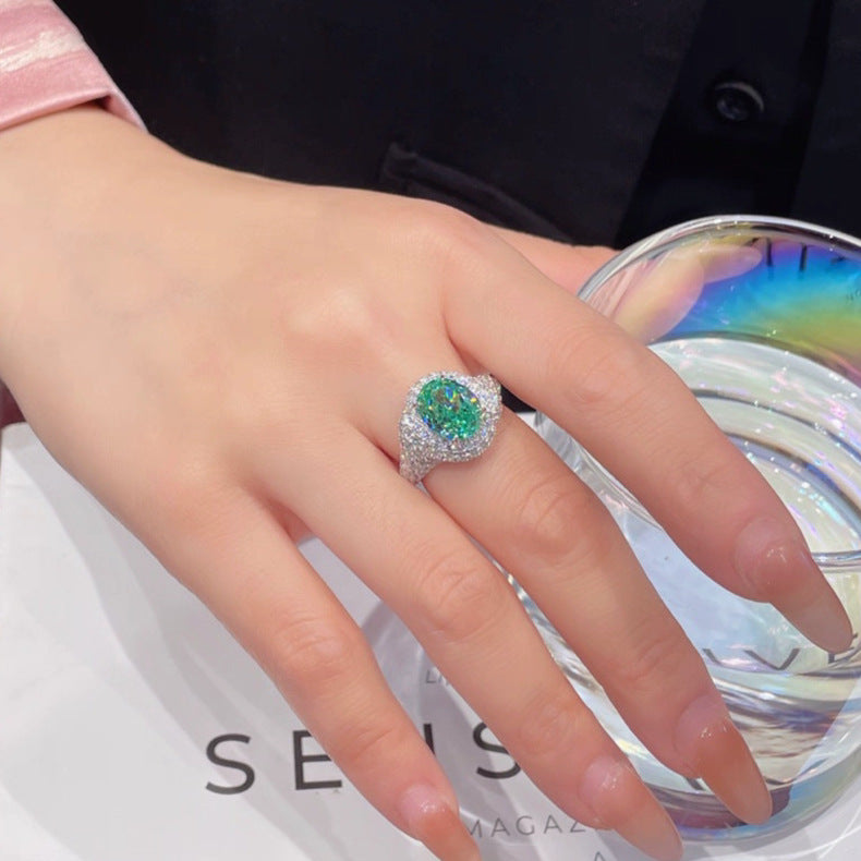 Resort-style Versatile Blue-green Zircon Open Ring Vera Lux