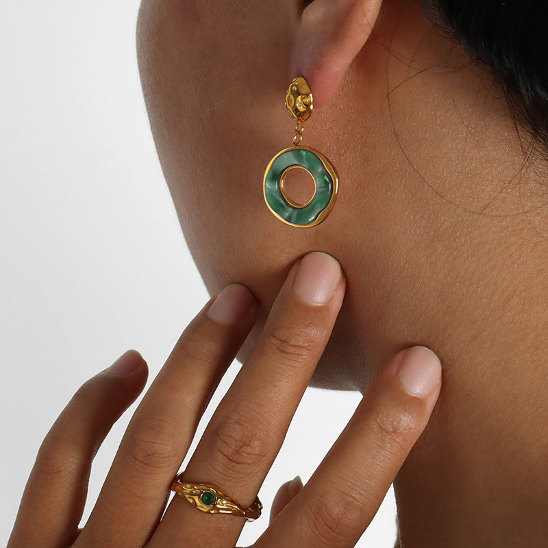 Chinese-style Imperial Court Inspired Versatile Emerald-zircon Earrings Vera Lux