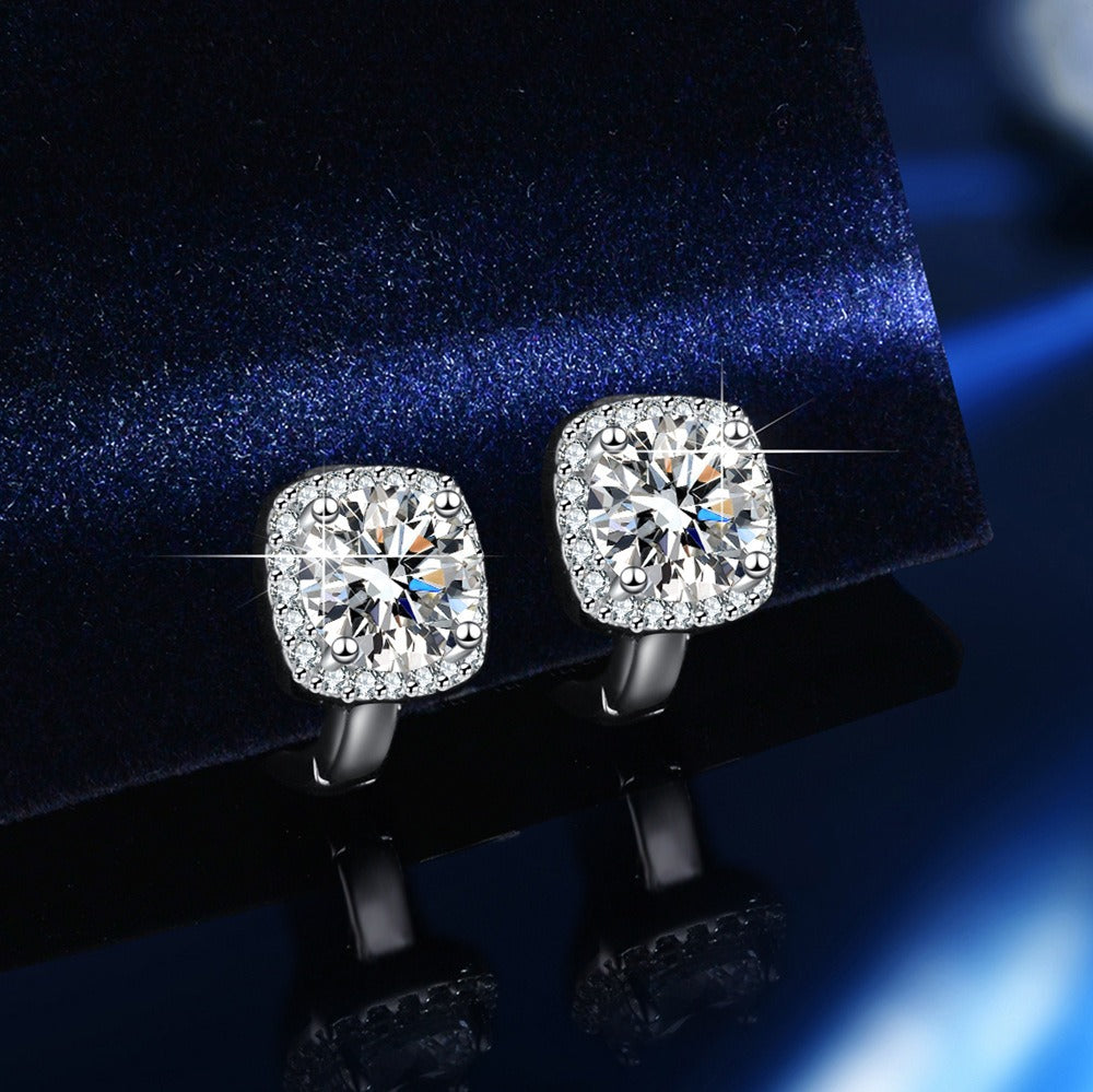 Moissanite D color s925 sterling silver square earrings Vera Lux