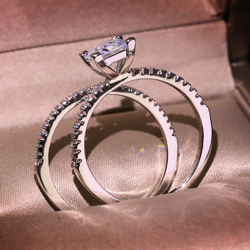 Popular White Zircon Ring Set Jewelry Ring Vera Lux