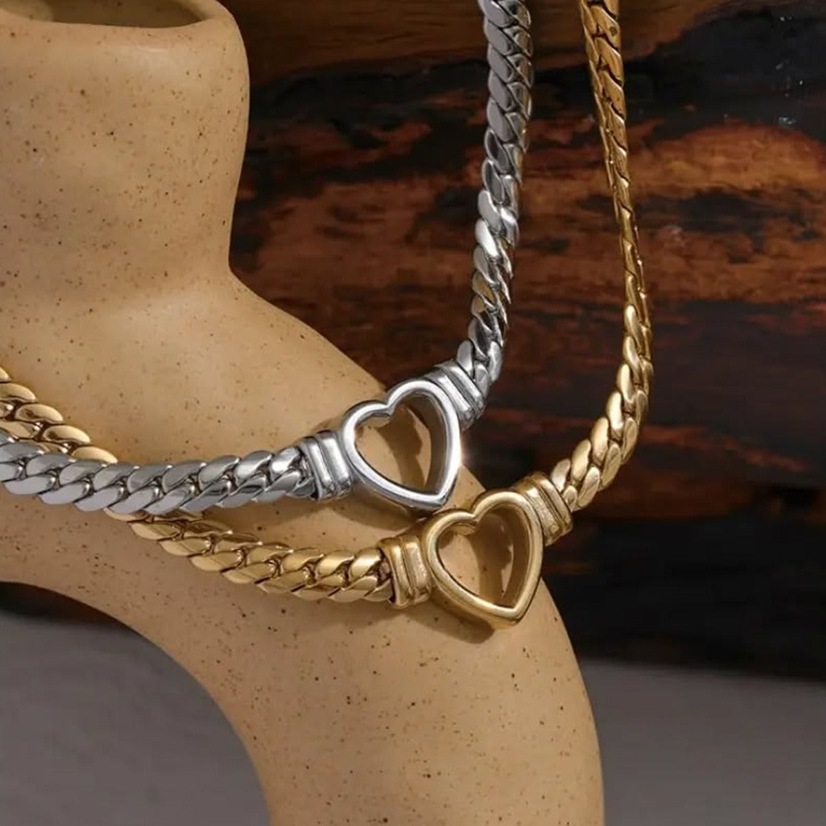 18K Gold Hollow Heart Design Trendy Personalized Necklace Vera Lux
