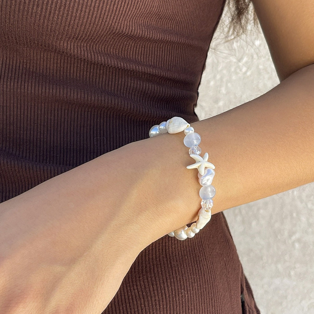 Ocean-style shell and starfish crystal beaded bracelet Vera Lux