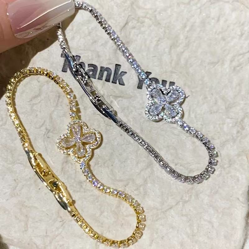 Wind Super Sparkling Full-Crystal Four-Leaf Clover Bracelet For Women Vera Lux