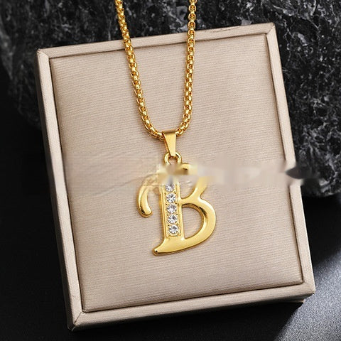 26 Diamond-Encrusted English Alphabet Necklaces Vera Lux