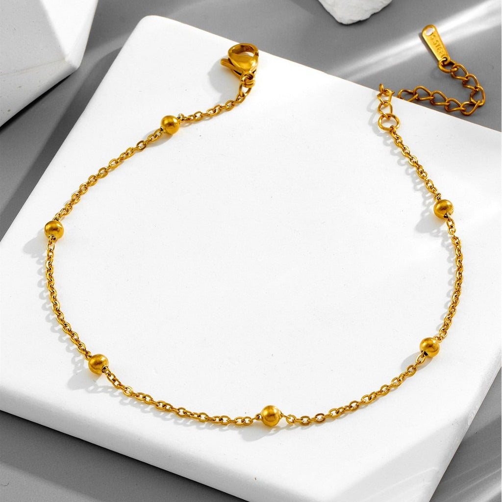 Light luxury bead necklace, rhinestone, curved hollow heart anklet Vera Lux
