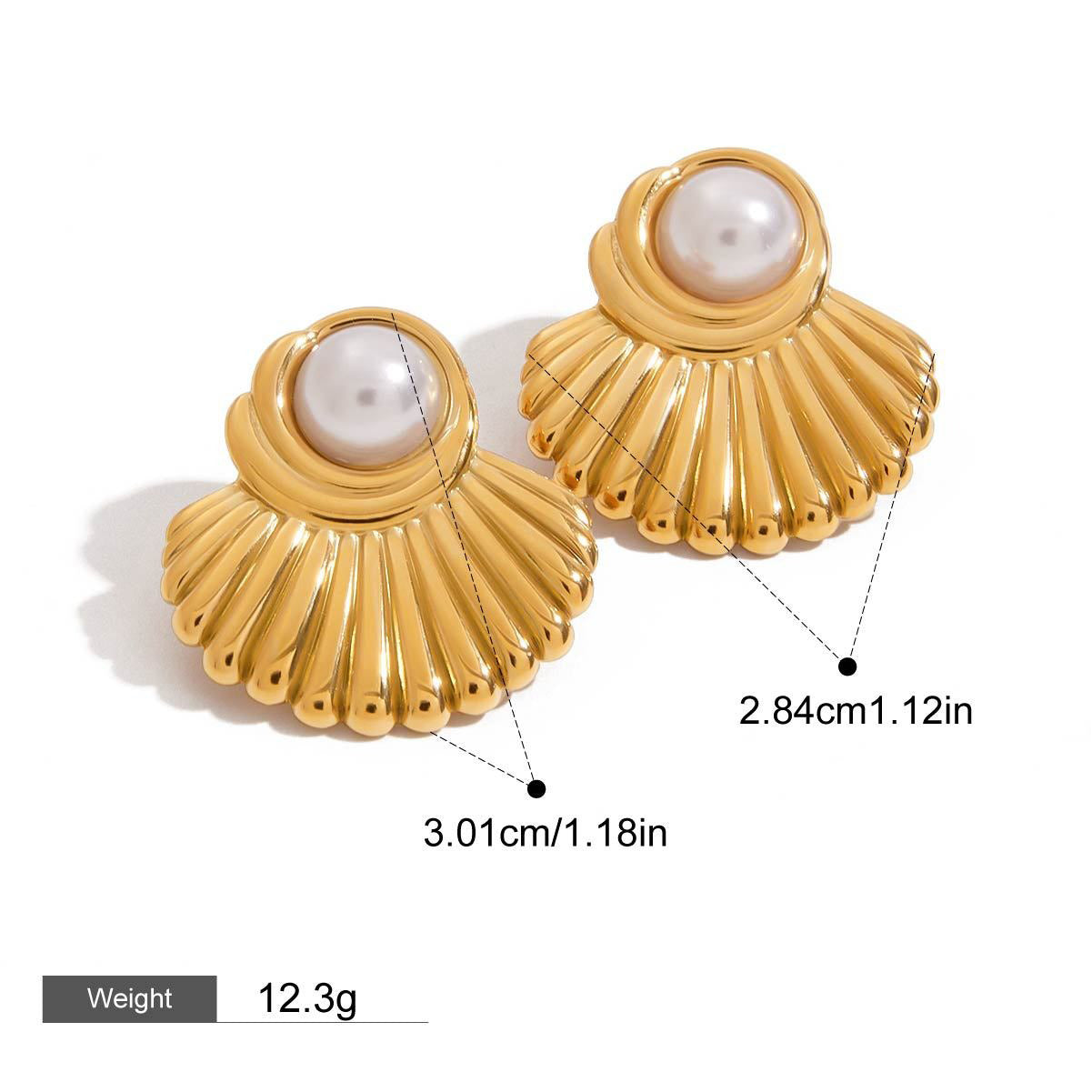 18K gold geometric inlaid pearls exquisite design noble earrings Vera Lux