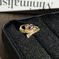 Niche Trendy Women Open Ring With Geometric Micro Paved Craft, Retro Ins Cold Wind Stylish Design, All-match Fashion Adjustable Finger Accessories Vera Lux