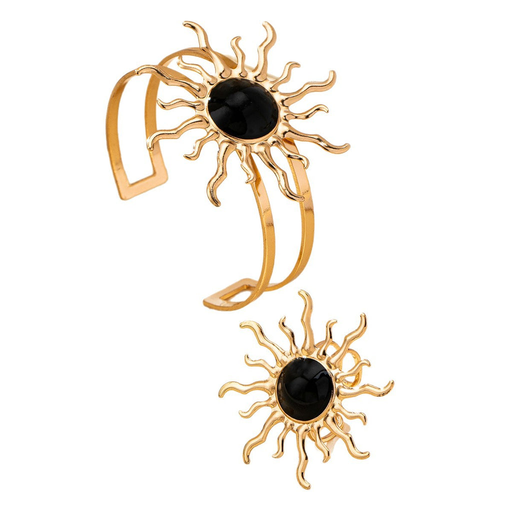 Elegant And Stylish Sunflower Bracelet And Ring Jewelry Set For Women Vera Lux