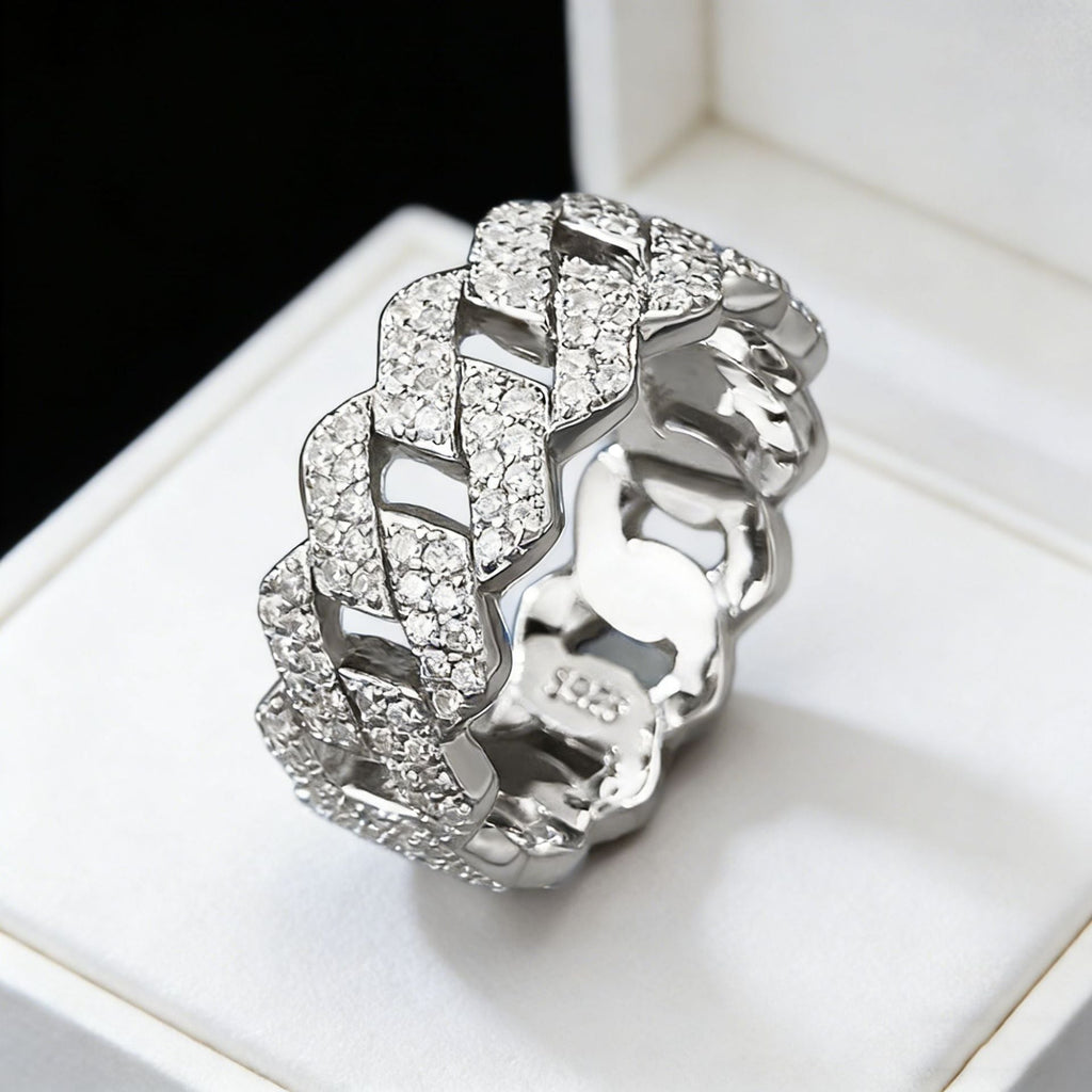 S925 Silver Ring Clasp With Cubic Zirconia Quadrilateral Shape Vera Lux