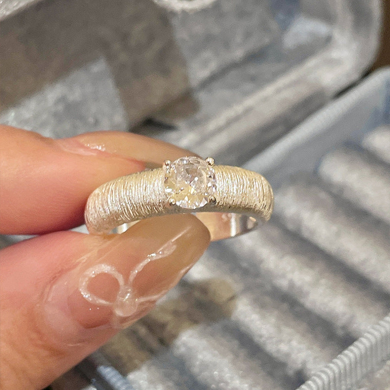 2026 New High-End Sparkling Zircon Brushed Open Ring For Women, Light Luxury Niche Index Finger Ring Vera Lux