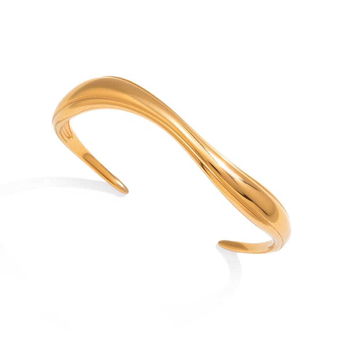 Gold Wave Open Cuff Bracelet Collection Vera Lux