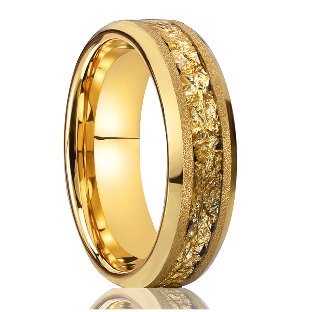 6mm Wide Tungsten Steel Gold Sandblasted New-style Ring Vera Lux