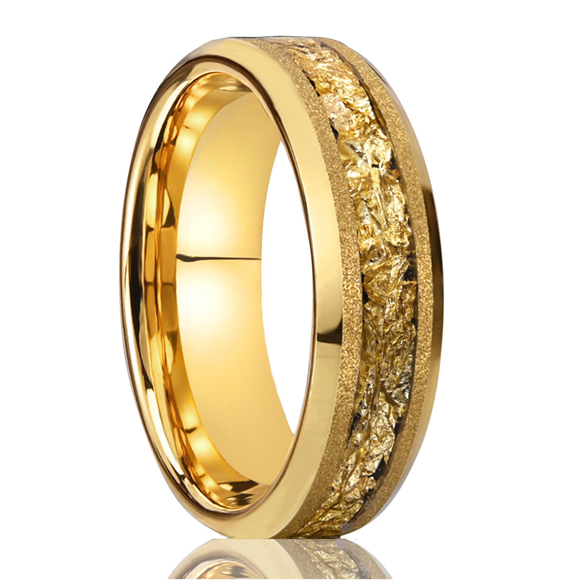6mm Wide Tungsten Steel Gold Sandblasted New-style Ring Vera Lux