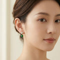 925 Sterling Silver Elegant Clover Motif Earrings with Shimmering Accents and Vibrant Green Drops Vera Lux