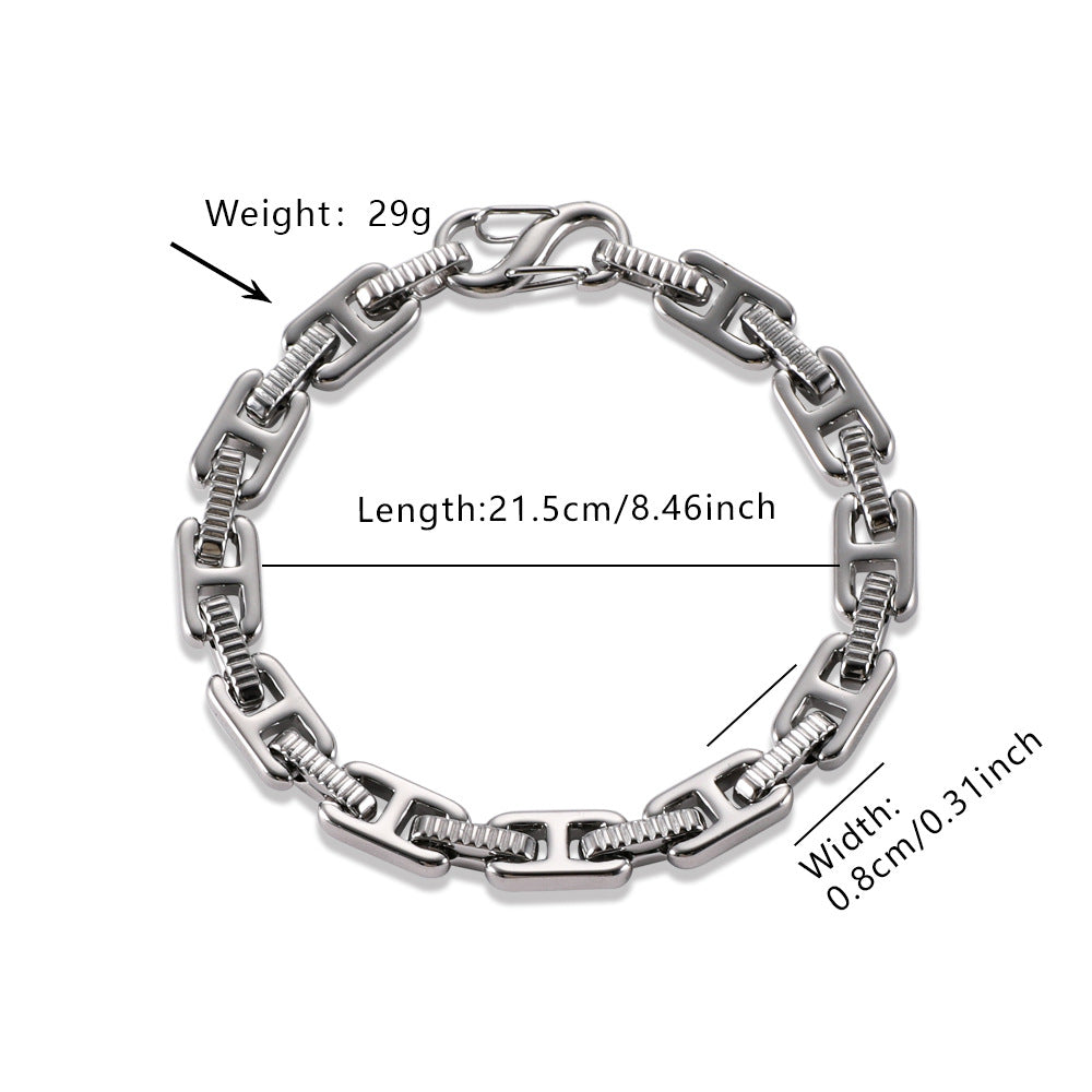 Hot Sale Men Cuban Link Bracelet, Bold Hip Hop Punk Titanium Steel Hand Jewelry Vera Lux