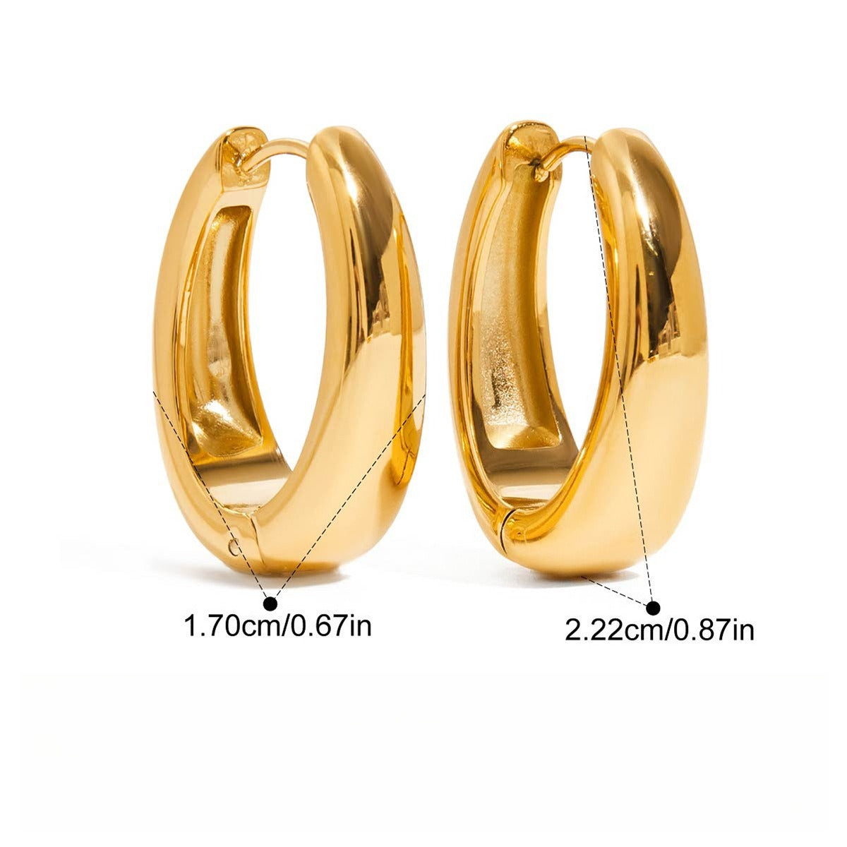 18K gold-plated, lightweight, and luxurious titanium steel stud earrings. Vera Lux