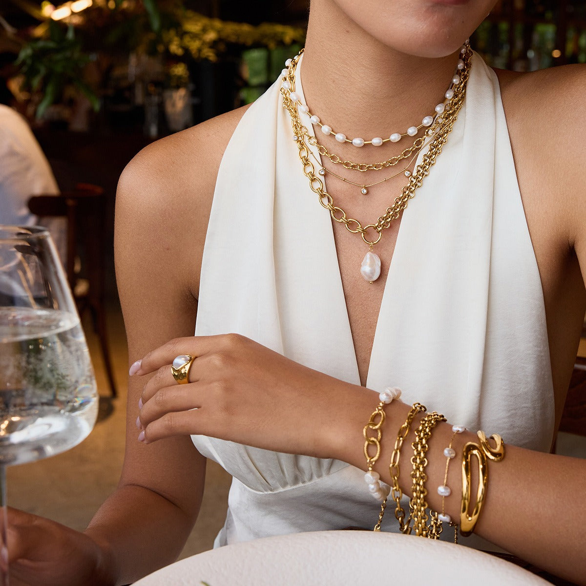 18k gold stainless steel pearl bracelet Vera Lux