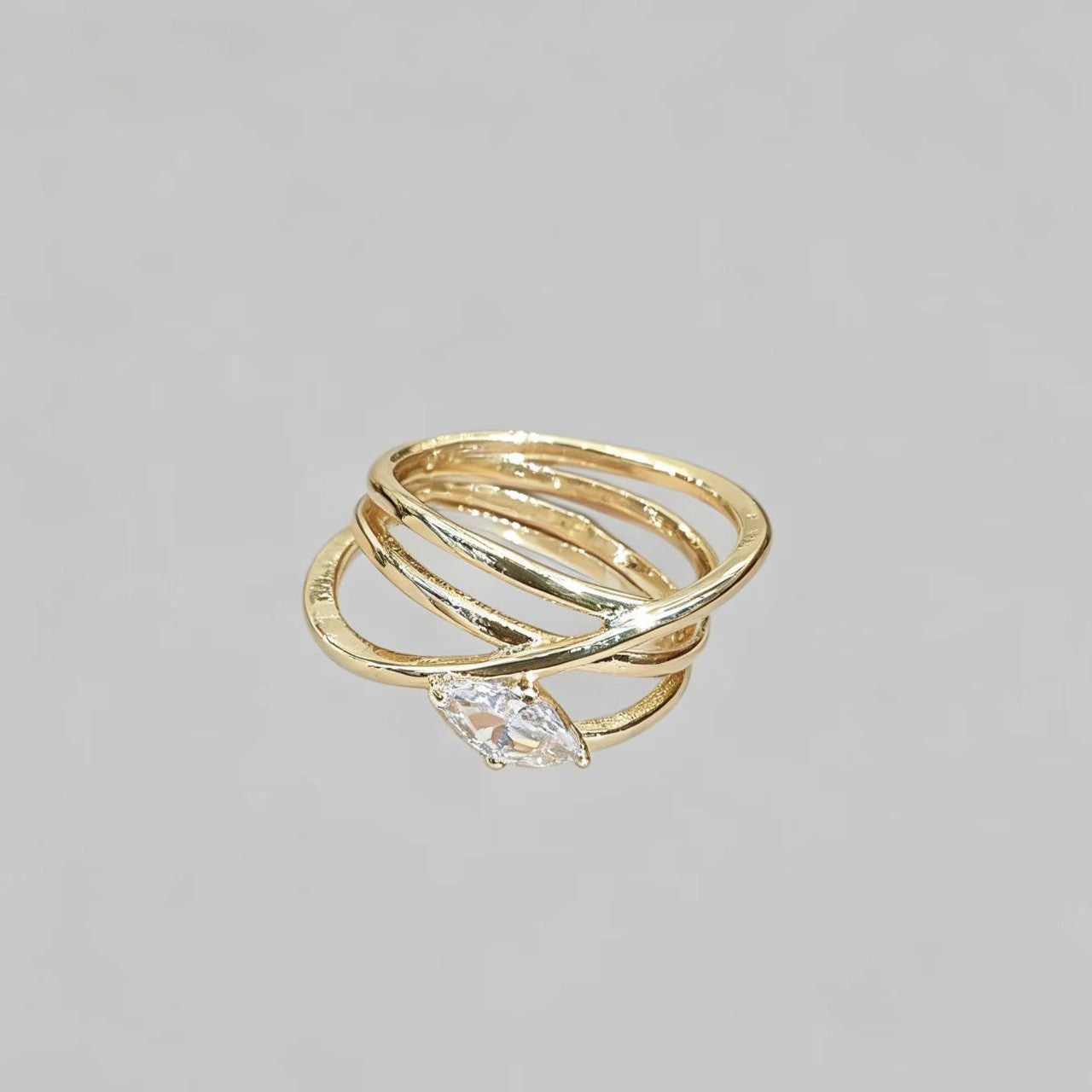 Womens Accessory Large Water-drop-shaped Sparkling Zircon Ring Vera Lux