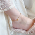 18k gold peach heart titanium steel anklet Vera Lux