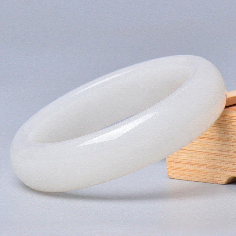 Natural Xinjiang Mutton-fat Grade White Jade Bracelet, Hetian Vera Lux