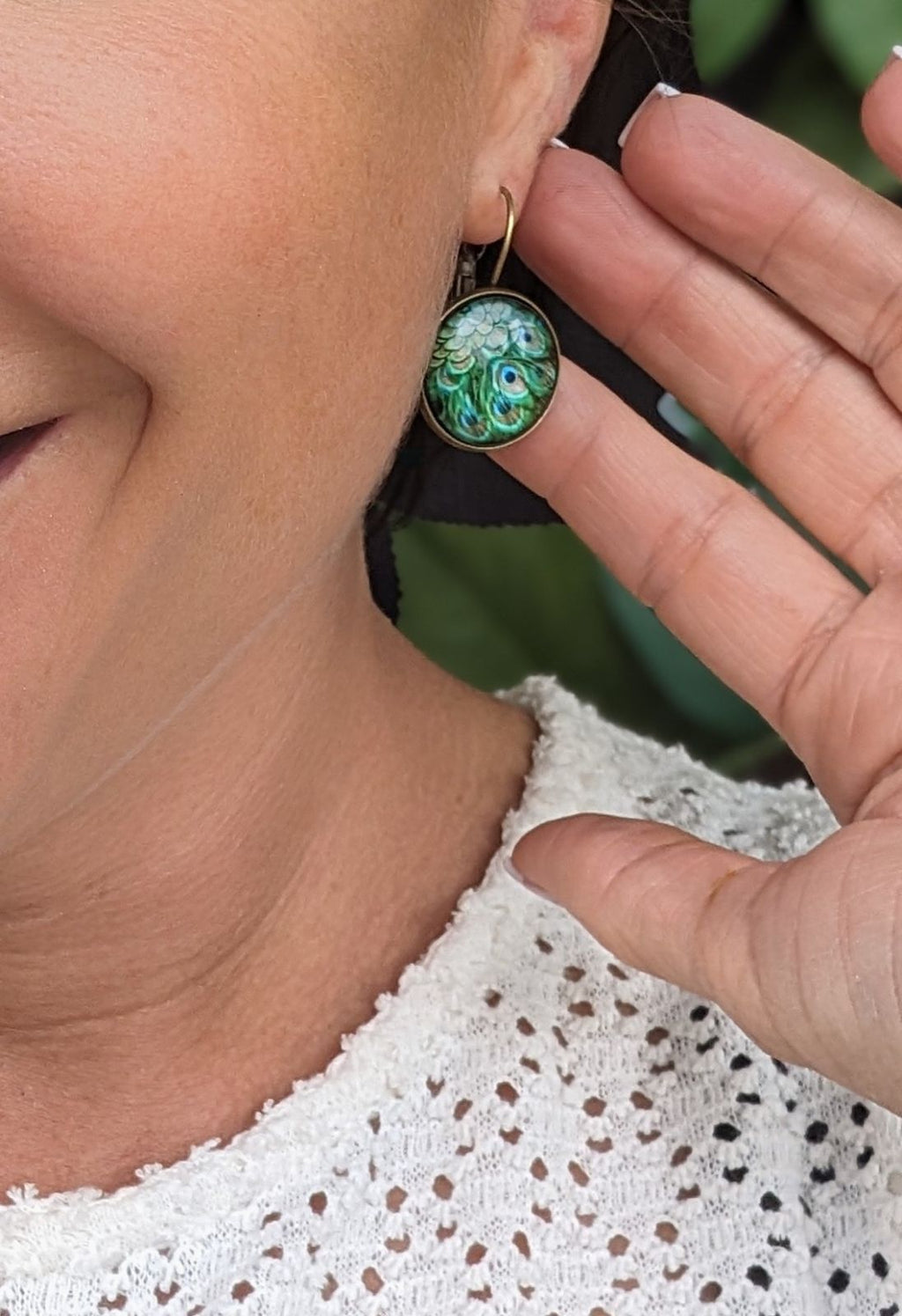 Beautiful Vintage Peacock Earrings Rooted Home Goods