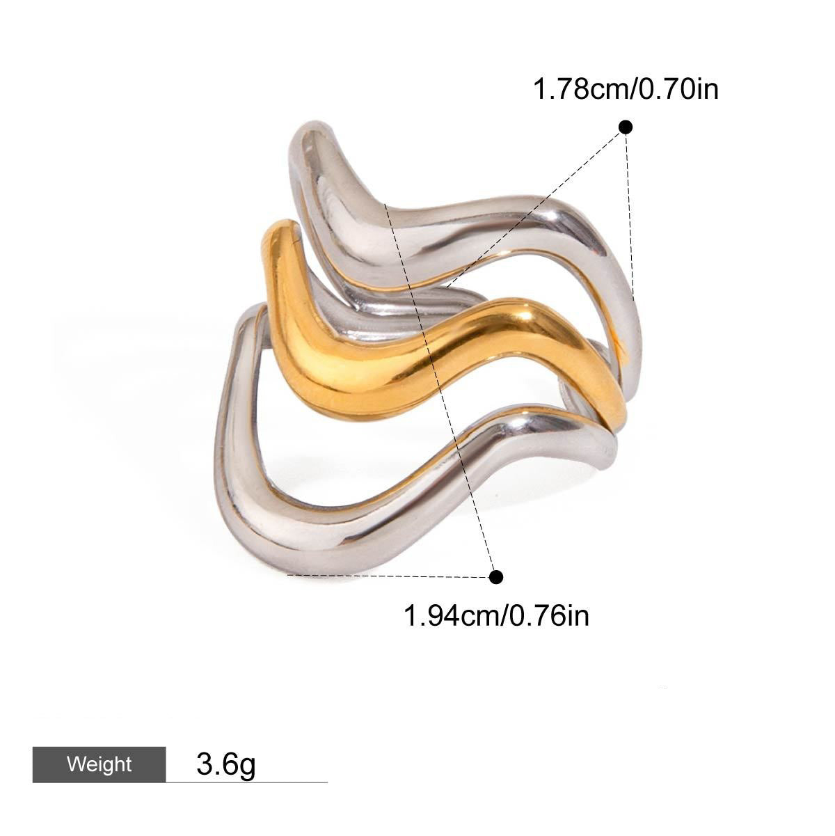 18K gold geometric lines with gold and silver color matching design simple and elegant ring Vera Lux
