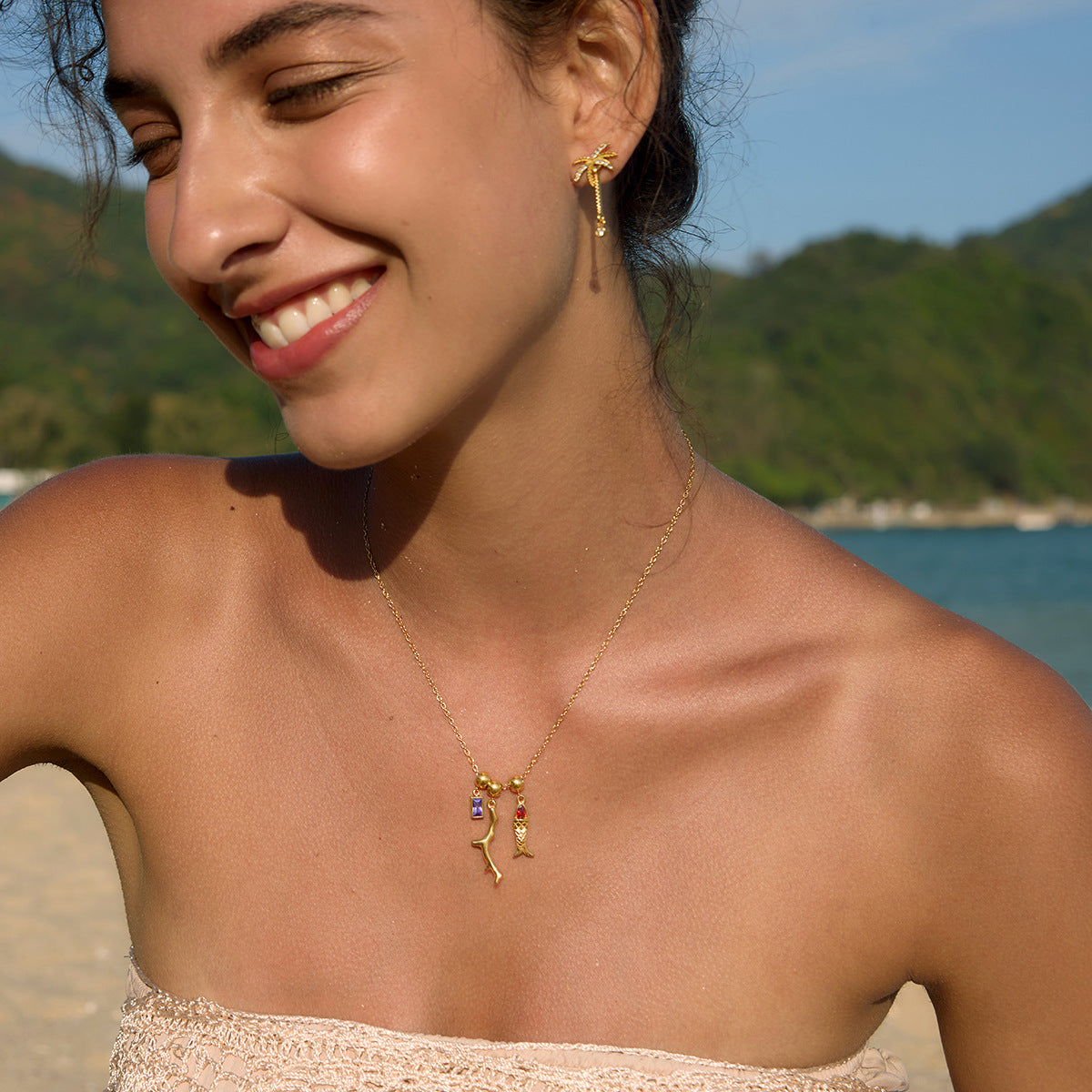 Zircon Fish Pendant Necklace Vera Lux