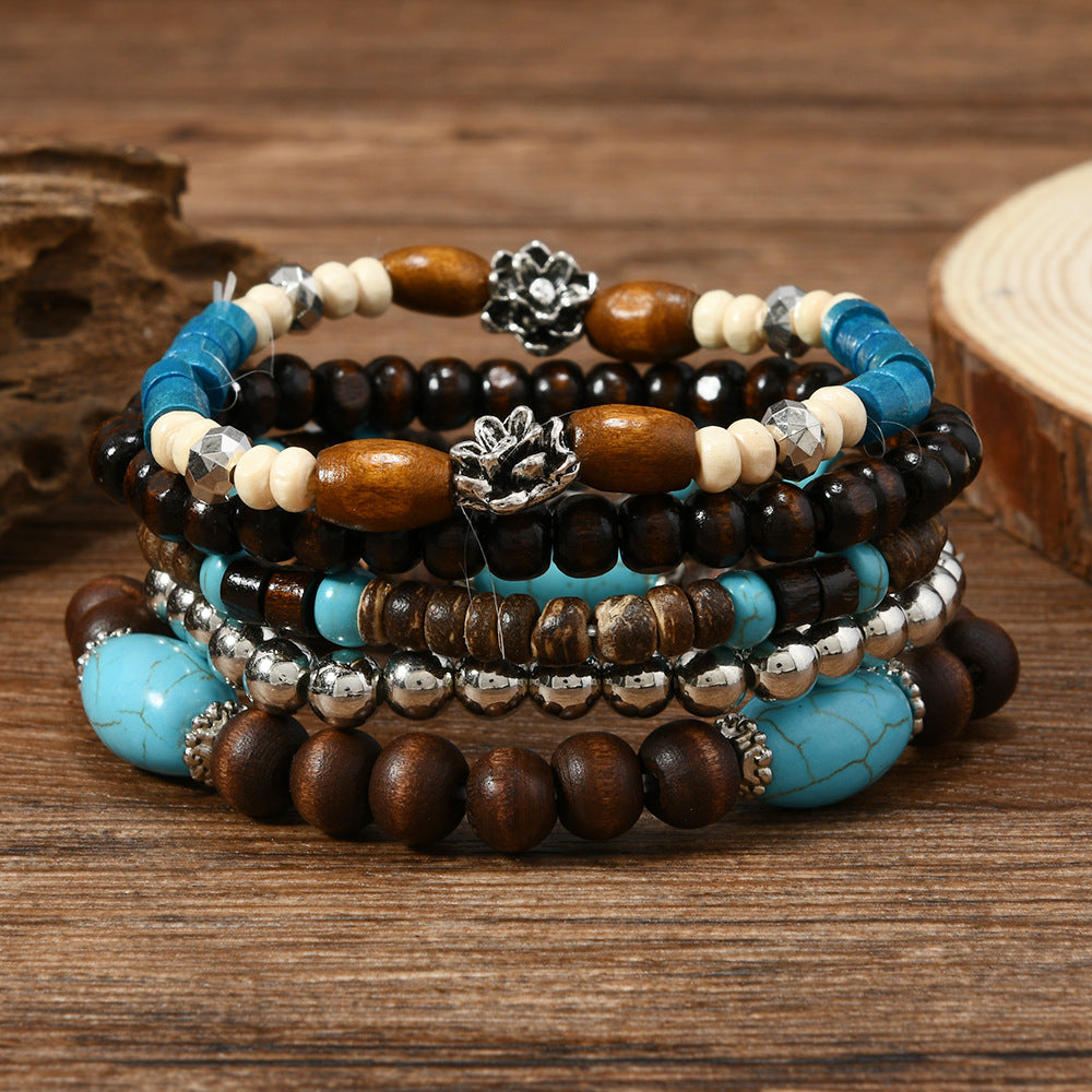 Fashionable Casual Turquoise Beaded Elastic Bracelet Vera Lux