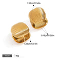 18K gold arc-shaped square with vertical stripes design exquisite and simple earrings Vera Lux