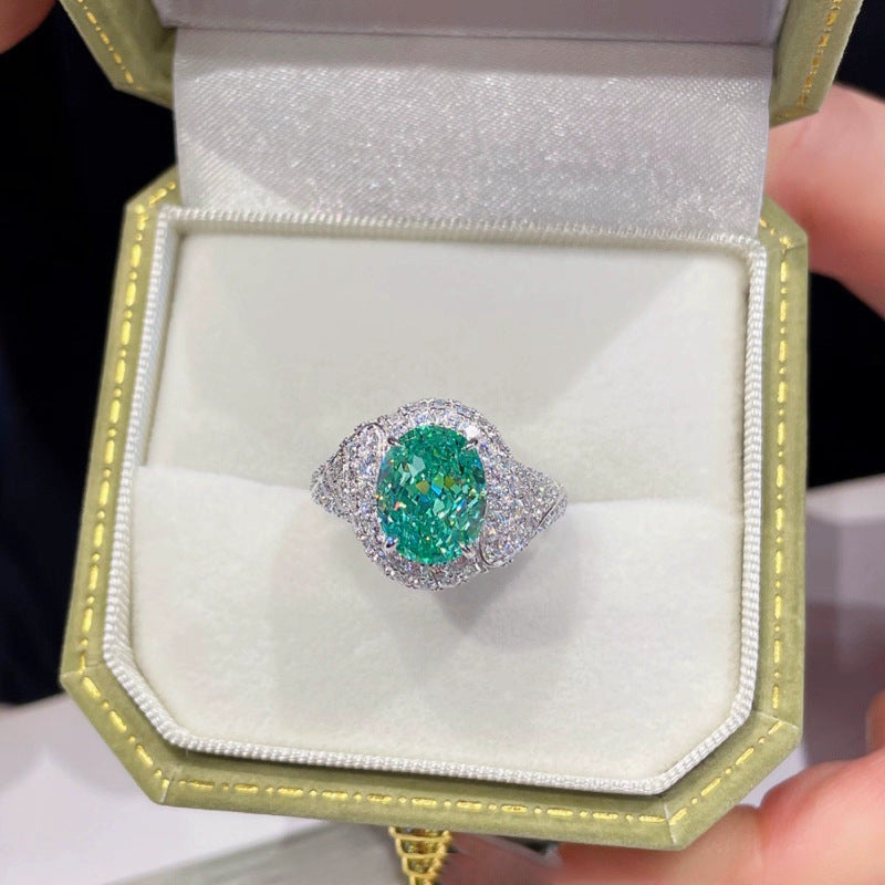 Resort-style Versatile Blue-green Zircon Open Ring Vera Lux