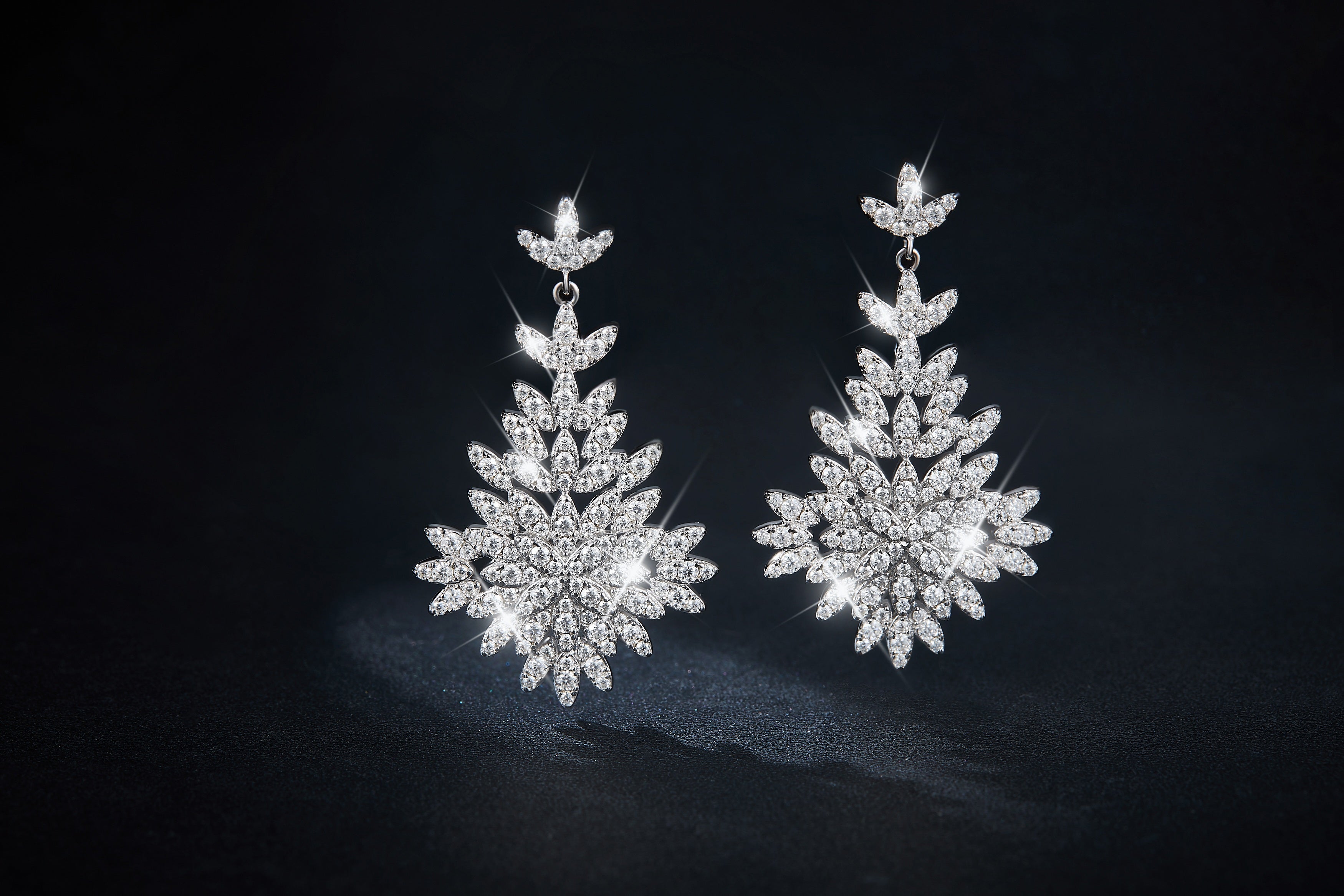 S925 Sterling Silver Platinum Plated Moissanite Long Dangle Earrings  Cluster Leaf Design With GRA Certificate Luxury Jewelry Gift Box Set For Women Vera Lux