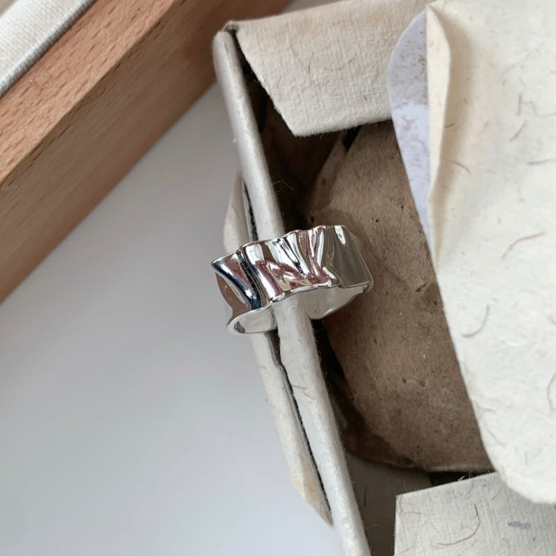 Korean Irregular Texture Wave Ring For Women & Men, Neutral Style, Open Adjustable Ring, INS Niche Index Finger Accessory Vera Lux