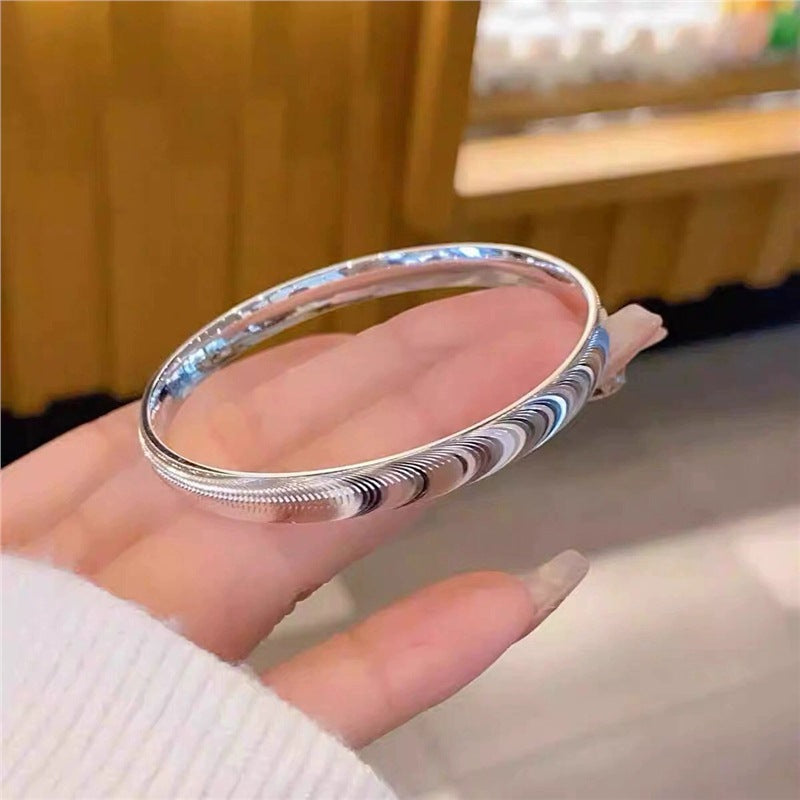 9999 Solid Silver Closed Bangle Bracelet - Brushed Finish Minimalist Smooth Band for Women Vera Lux
