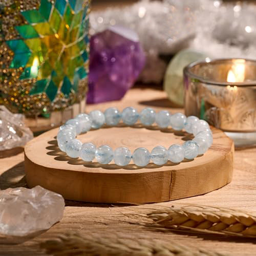 8mm Natural Stone Bead Bracelet White Turquoise Vera Lux