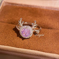 Dainty Purple Crystal Deer Head Ring, Adjustable Stackable Ring, Fashion Jewelry For Women Daily Wear Vera Lux