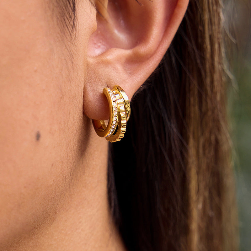 Stainless Steel Rhinestone Earrings For Women Vera Lux