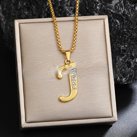 26 Diamond-Encrusted English Alphabet Necklaces Vera Lux