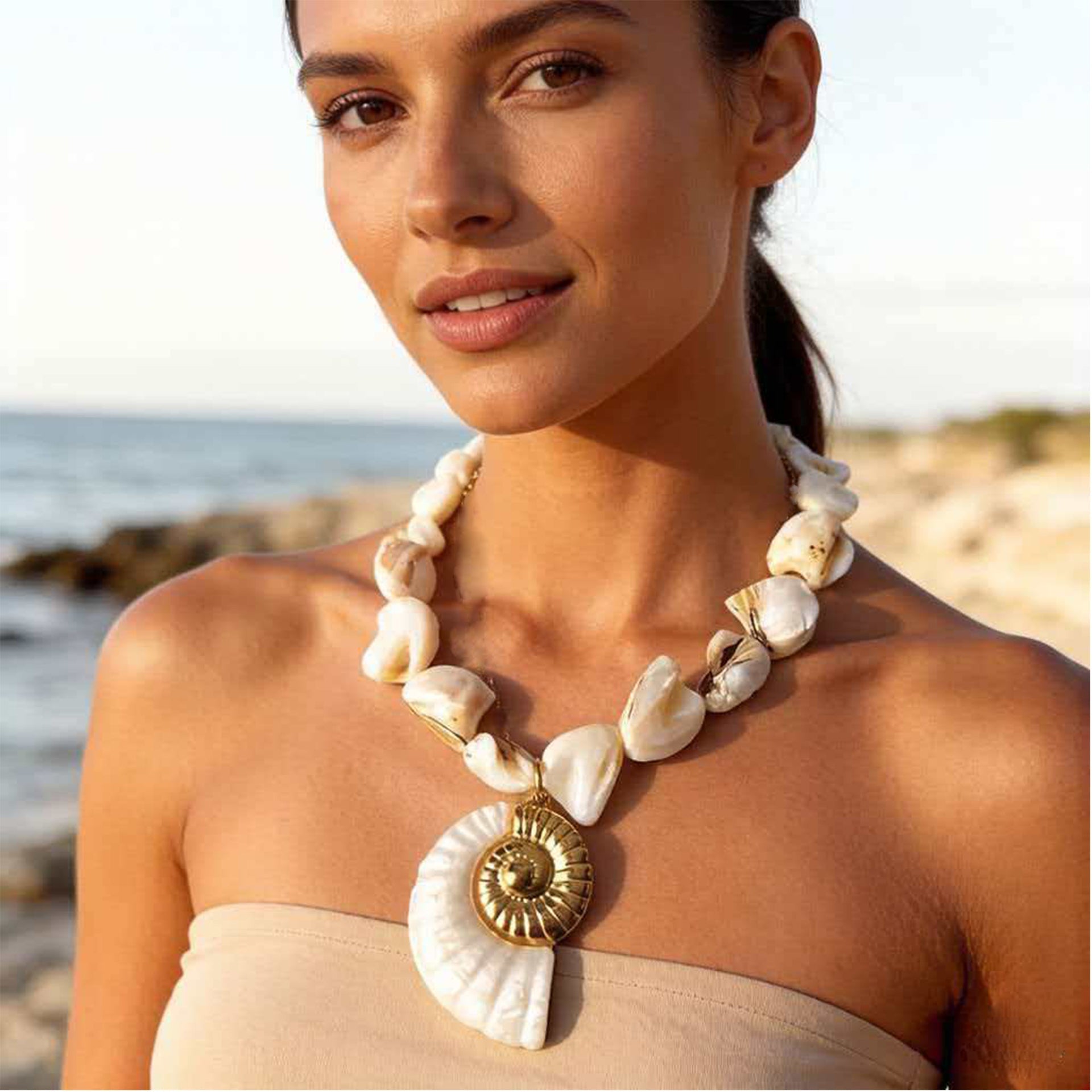 Stainless Steel Ocean-inspired Pendant Necklace Vera Lux